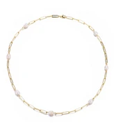 Adornia Freshwater Cultivated Pearl Station Paper Clip Chain Necklace