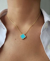 Adornia Cubic Zirconia Turquoise Halo Clover Pendant Necklace