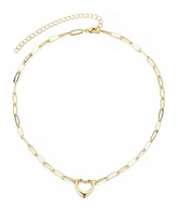 Adornia Gold Paperclip Chain Outline Heart Pendant Necklace