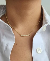 Adornia Gold Crystal Dainty Mixed Shape Bar Necklace