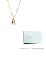 Adornia Gold Crystal Funky Initial Paperclip Chain Necklace