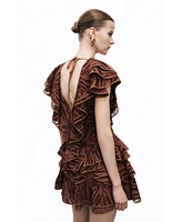 Nocturne Women's Ruffle Patterned Mini Dress