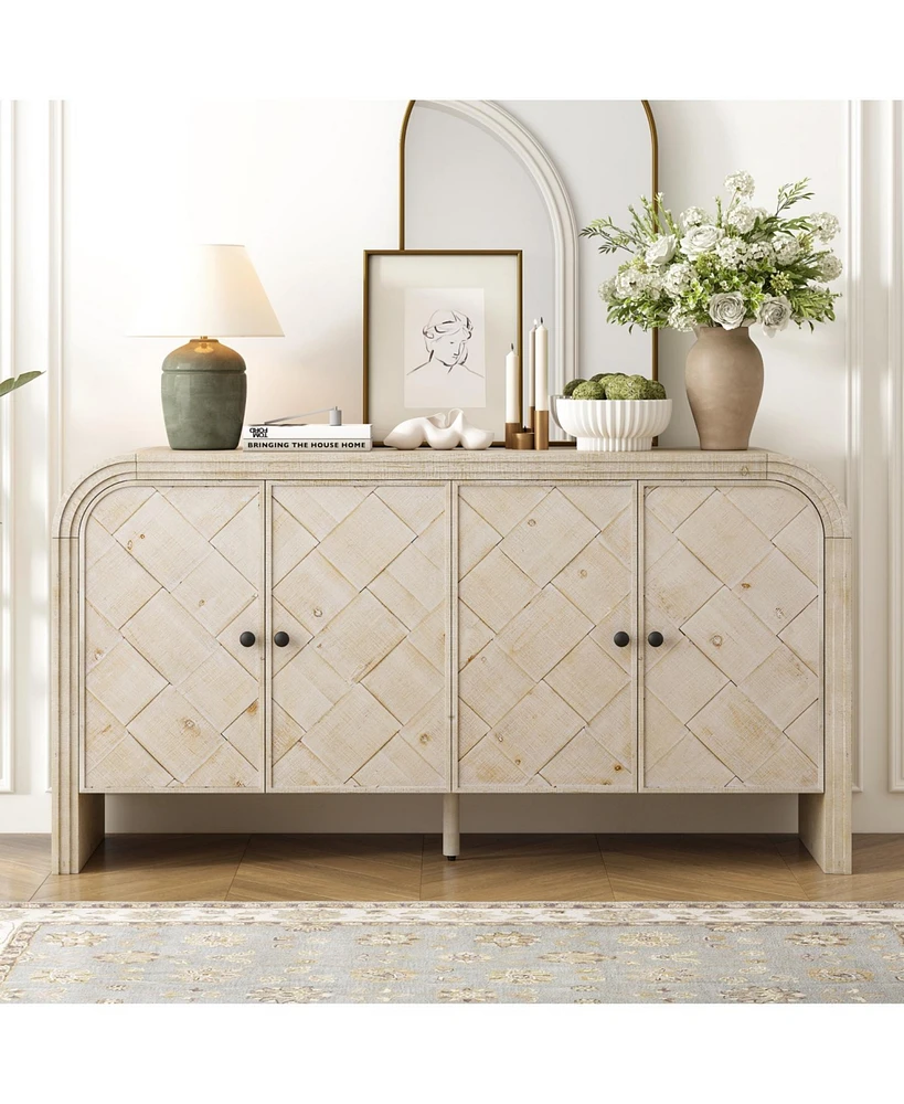 Streamdale Furniture Woven Wood Slat Door Sideboard