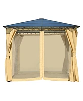 Streamdale Furniture10'x10' Hardtop Gazebo, Aluminum Frame, Netting & Screens