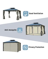 Streamdale Furniture 10'x12' Hardtop Gazebo with Netting & Curtains