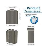 Streamdale Furniture 5x3 Ft Metal Outdoor Storage Shed, Gray