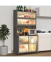 Streamdale Furniture 73" Kitchen Pantry Cabinet, Flip Door, Adjustable Shelves (Grey)