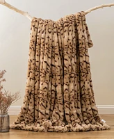 Battilo Luxurious Reversible Rabbit Faux Fur Throw, 50" x 60"
