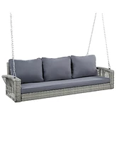 Streamdale Furniture 69" Wicker Porch Swing with Cushions & Chains