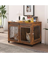 Streamdale Furniture Rustic Brown Sliding Door Dog Cage - 39"