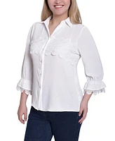 Ny Collection Women's 3/4 Sleeve Lace Top