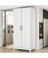 Homsee White 2-door 68.9-inch high multifunctional cabinet, storage cabinet, Pantry (including wine drawer/wine glass holder)
