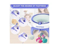 Sentro 48-Needle Knitting Machine - Blue | Auto Knit Scarf, Hat, Sweater | Easy for Beginners, Includes Tools & Guide