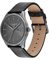 Coach Men's Oliver Black Leather Calfskin Strap Watch, 41mm