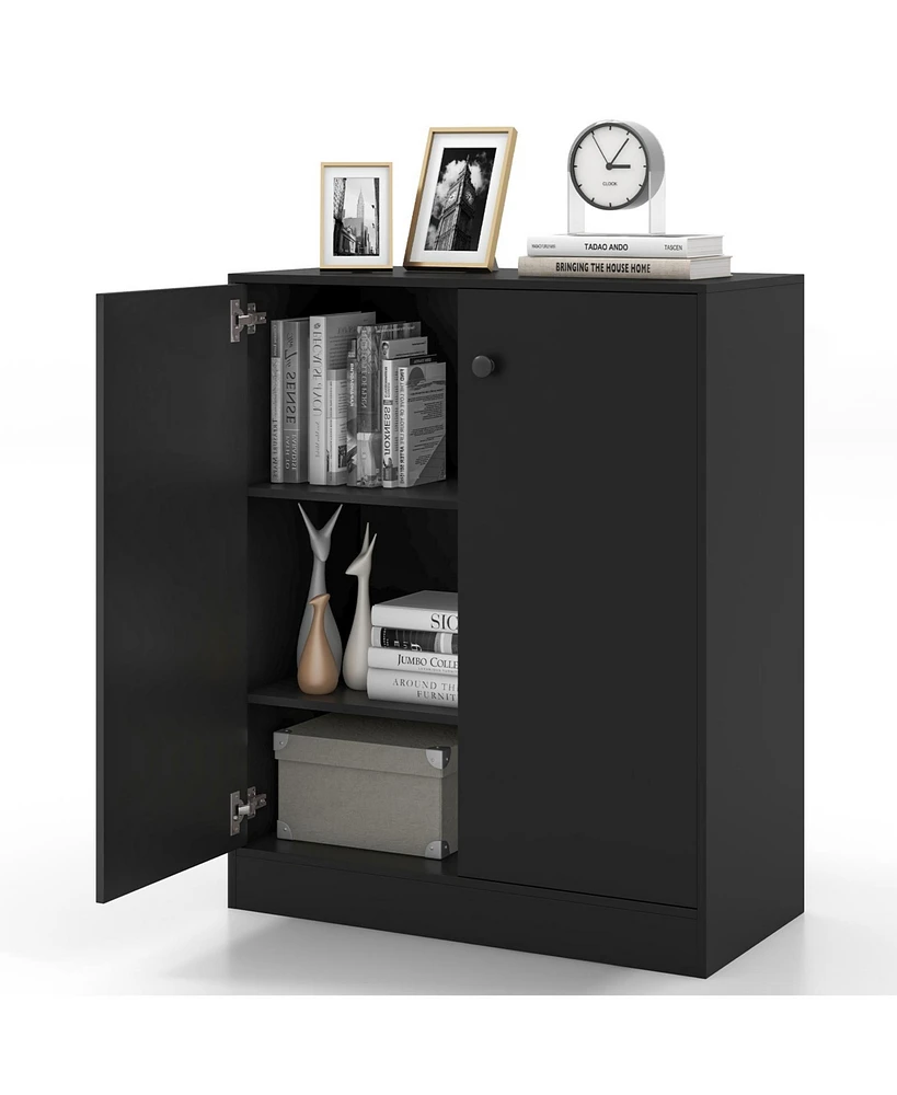 Volenca 2-Door Modern Floor Storage Cabinet with 3-Tier Shelf