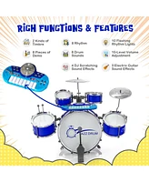 Mecale Kids Jazz Drum Keyboard Set with Stool and Microphone Stand