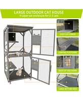 Catio Large Wooden Cat House on Wheels