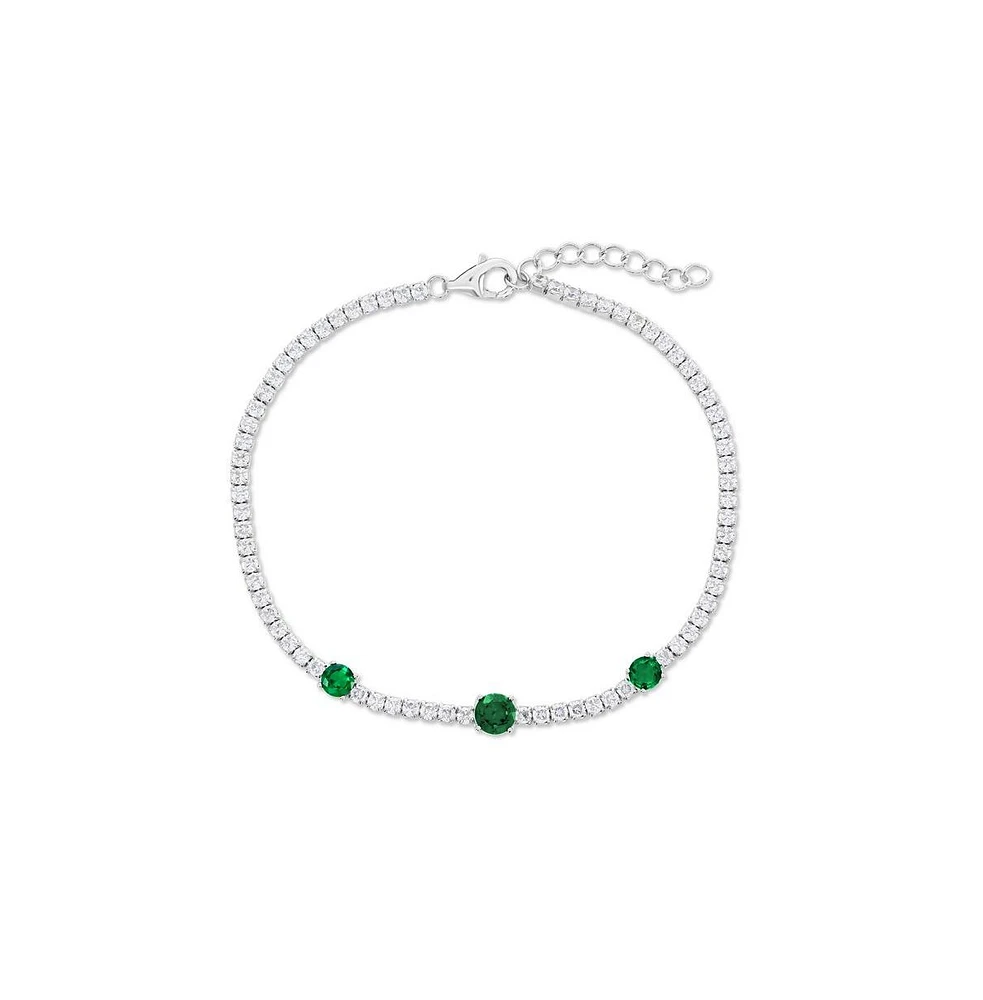 Simona Sterling Silver, Round Cz Tennis Bracelet