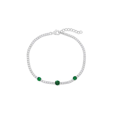 Simona Sterling Silver, Round Cz Tennis Bracelet