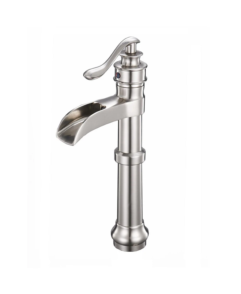 Greenspring Waterfall Single Hole Single-Handle Vessel Bathroom Faucet With Supply Line in Brushed Nickel