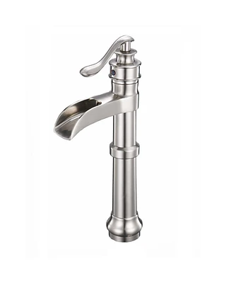 Greenspring Waterfall Single Hole Single-Handle Vessel Bathroom Faucet With Supply Line in Brushed Nickel