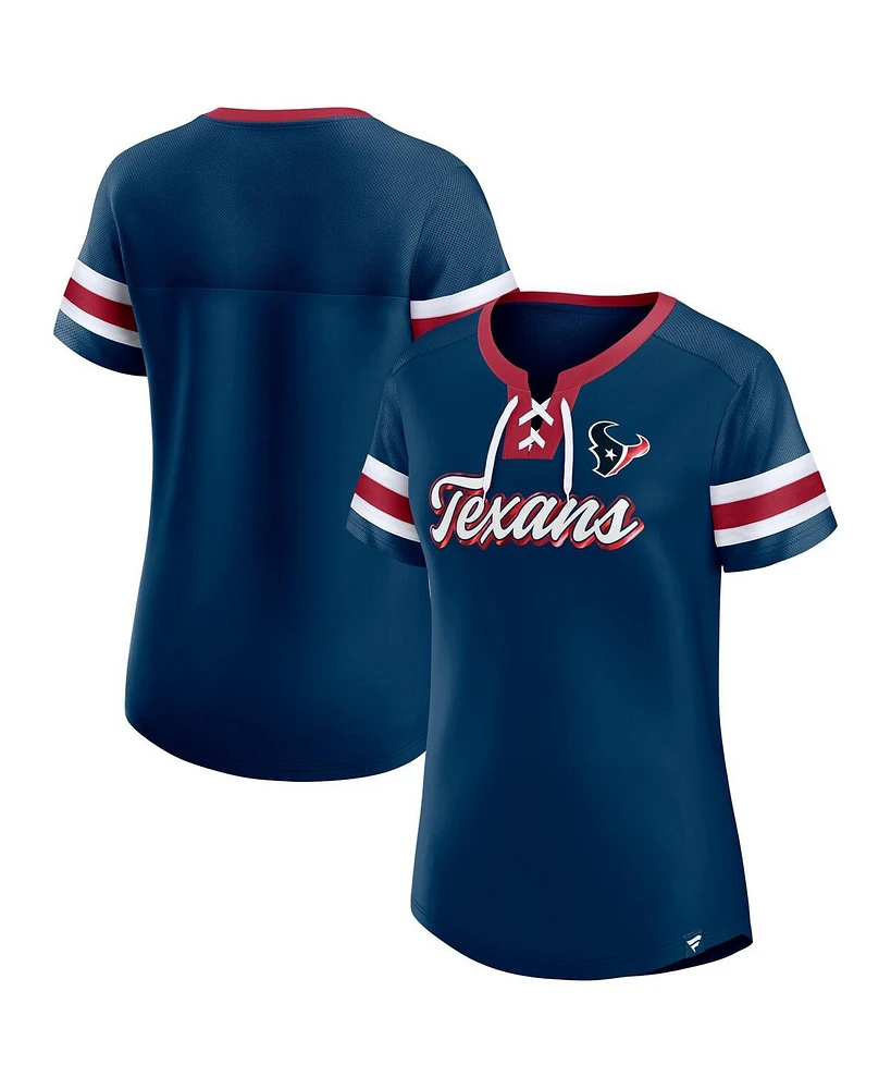 Fanatics Women's Navy Houston Texans Original State Lace-Up T-Shirt