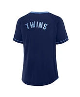 Fanatics Women's Navy Minnesota Twins Cooperstown Collection League Diva Raglan V-Neck T-Shirt
