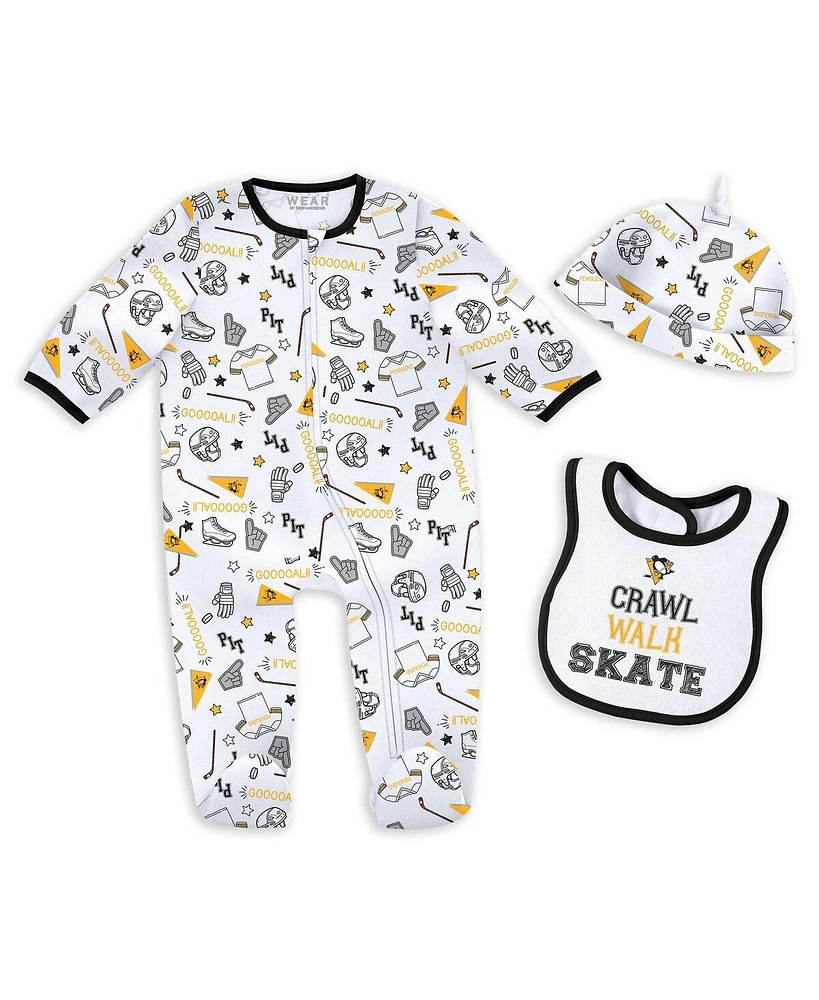Wear by Erin Andrews Baby Boys and Girls Pittsburgh Penguins Sleep Play Sleeper with Bib Set