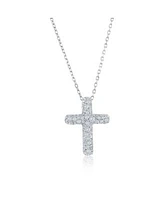 Simona Sterling Silver Pave Cz Cross Necklace