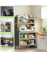 Streamdale Furniture 64" Kitchen Pantry Cabinet with Wheels & Diy Board, Gray