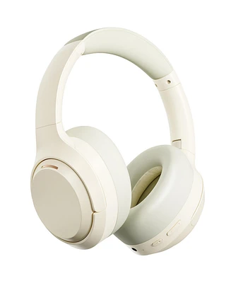 Sugift Beige Over-Ear Bluetooth Headphones with Noise Cancellation