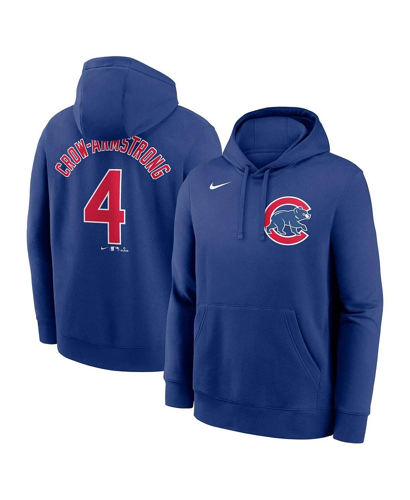 Nike Men's Pete Crow-Armstrong Royal Chicago Cubs Player Name Number Club Fleece Pullover Hoodie