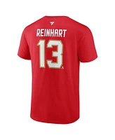 Fanatics Men's Sam Reinhart Red Florida Panthers Authentic Stack Name Number T-Shirt