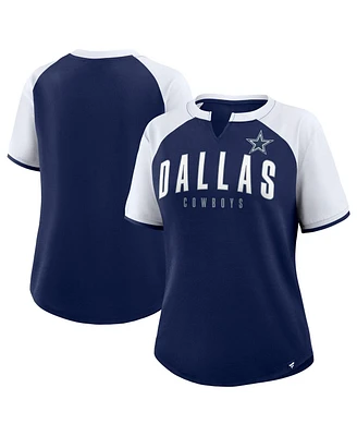 Fanatics Women's Navy/White Dallas Cowboys Height Advantage T-Shirt