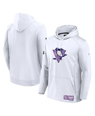 Fanatics Men's White Pittsburgh Penguins Authentic Pro Hockey Fights Cancer Pullover Hoodie