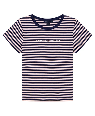 Tommy Hilfiger Big Girls Feeder Stripe Rib Short Sleeve T-Shirt