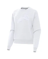 Antigua Women's White Detroit Lions Victory Pullover Sweatshirt