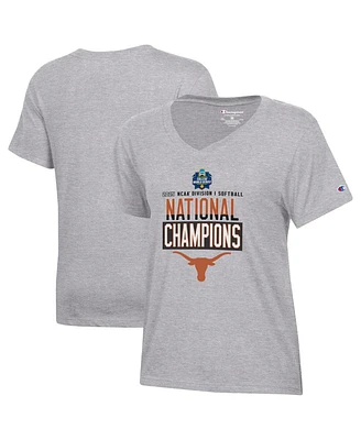 Champion Women's Gray Texas Longhorns 2025 Ncaa Softball College World Series Champions Locker Room V-Neck T-Shirt