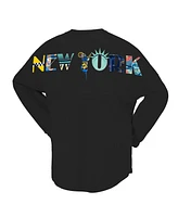 Spirit Jersey Women's Black New York Liberty Oversized Preppy City Long Sleeve T-Shirt