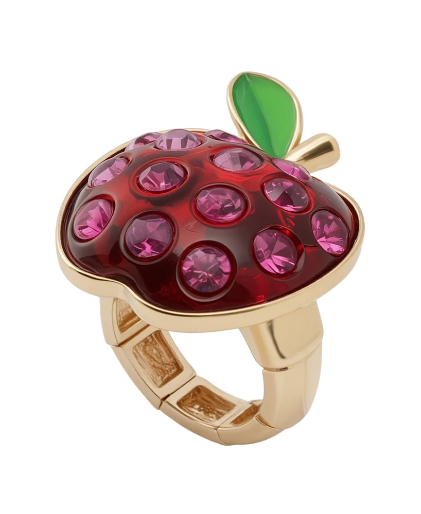 Betsey Johnson Faux Stone Straight Apple Cocktail Stretch Ring
