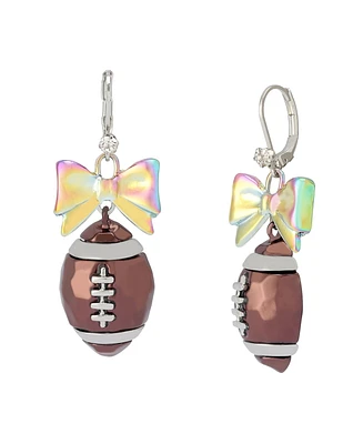 Betsey Johnson Faux Stone Kick Off Bow Football Drop Earrings