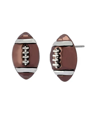 Betsey Johnson Faux Stone Brown Kick Off Football Stud Earrings