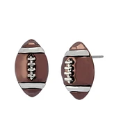 Betsey Johnson Faux Stone Brown Kick Off Football Stud Earrings