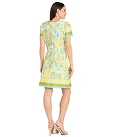 R & M Richards Women's Printed Short-Sleeve Knee-Length Dress