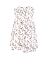 Hudson Baby Girls Cotton Dress and Cardigan Set, Plum Wildflower