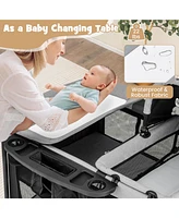 Costway 5 in 1 Portable Baby Playard Nursery Center w/ Cradle & Storage Basket