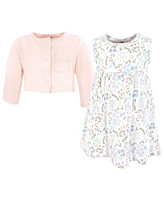 Hudson Baby Girls Cotton Dress and Cardigan Set