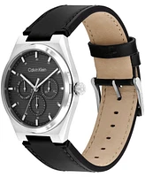 Calvin Klein Men's Black Leather Strap Watch, 39mm