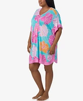 Ellen Tracy Plus Short Sleeves Sleepwear Caftan