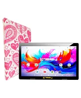 Linsay 10.1"Octa Core 256GB Storage Android 15 Tablet with Love shape Case